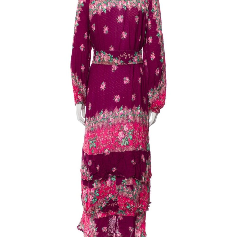 Figue Floral Silk Wrap Dress M/L - Picture 3 of 9